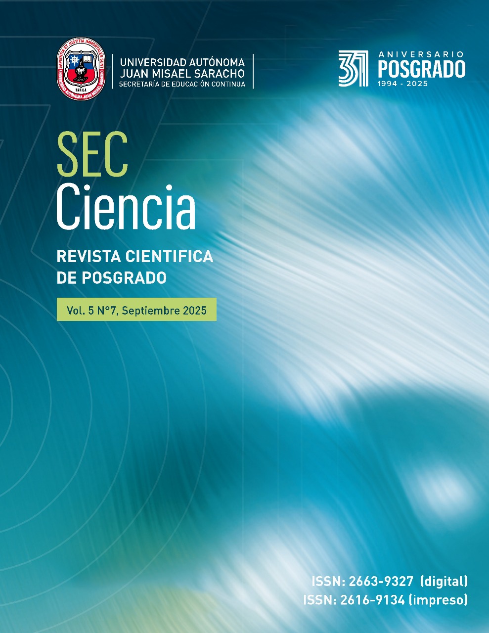 					Ver Vol. 5 Núm. 7 (2025): Revista Científica "SEC Ciencia" Septiembre 2025
				
